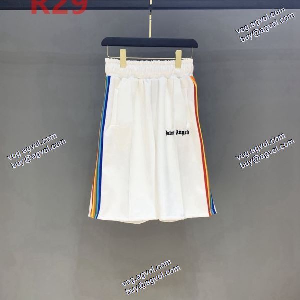 目玉商品 パーム エンジェルス Palm Angels ブランド 偽物 通販 2020秋冬 スエットパンツ 2色可選 七色のストライプのサイドのリボン5分のスポーツパンツ